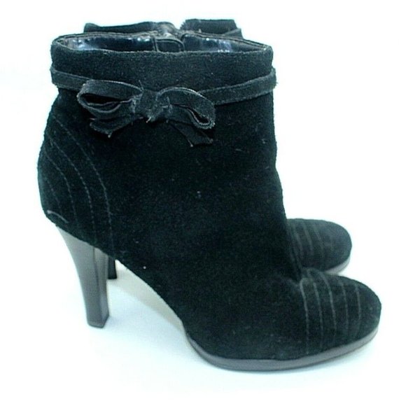 Tommy Girl Ankle Boots Womens 10 Black Suede Steampunk Zip Side Stiletto Heel - Picture 4 of 8